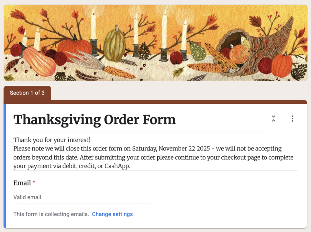 Example of a Google Form that is collecting emails